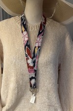 Vera Bradley Lighten Up Wide Lanyard Mod Paisley Floral Blue Pink 28182-V79 NWT