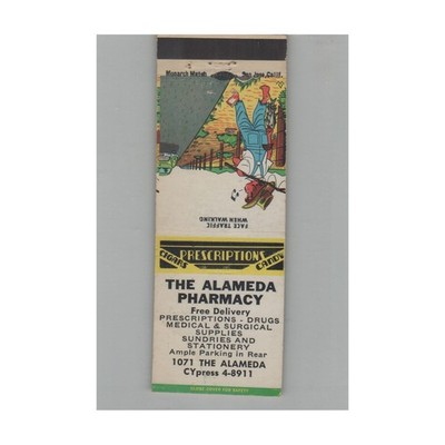Matchbook Cover The Alameda Pharmacy San Jose CA