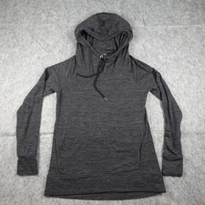 Athleta Hoodie Women Small Gray Techie Sweat Cowl Neck Raglan Sleeve Sweatshirt