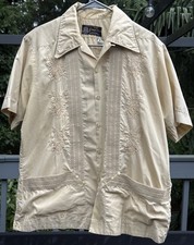 Vintage Guayateca Brand Guayabera Cuban Wedding Shirt Size XL Cream