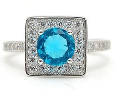 2CT Blue Topaz Topaz 925 Solid Sterling Silver Ring Jewelry Sz 6 IB2-5