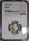 NGC AU-53 1920-S Buffalo Nickel, Richly Hued, Well-Struck, Tough Date!