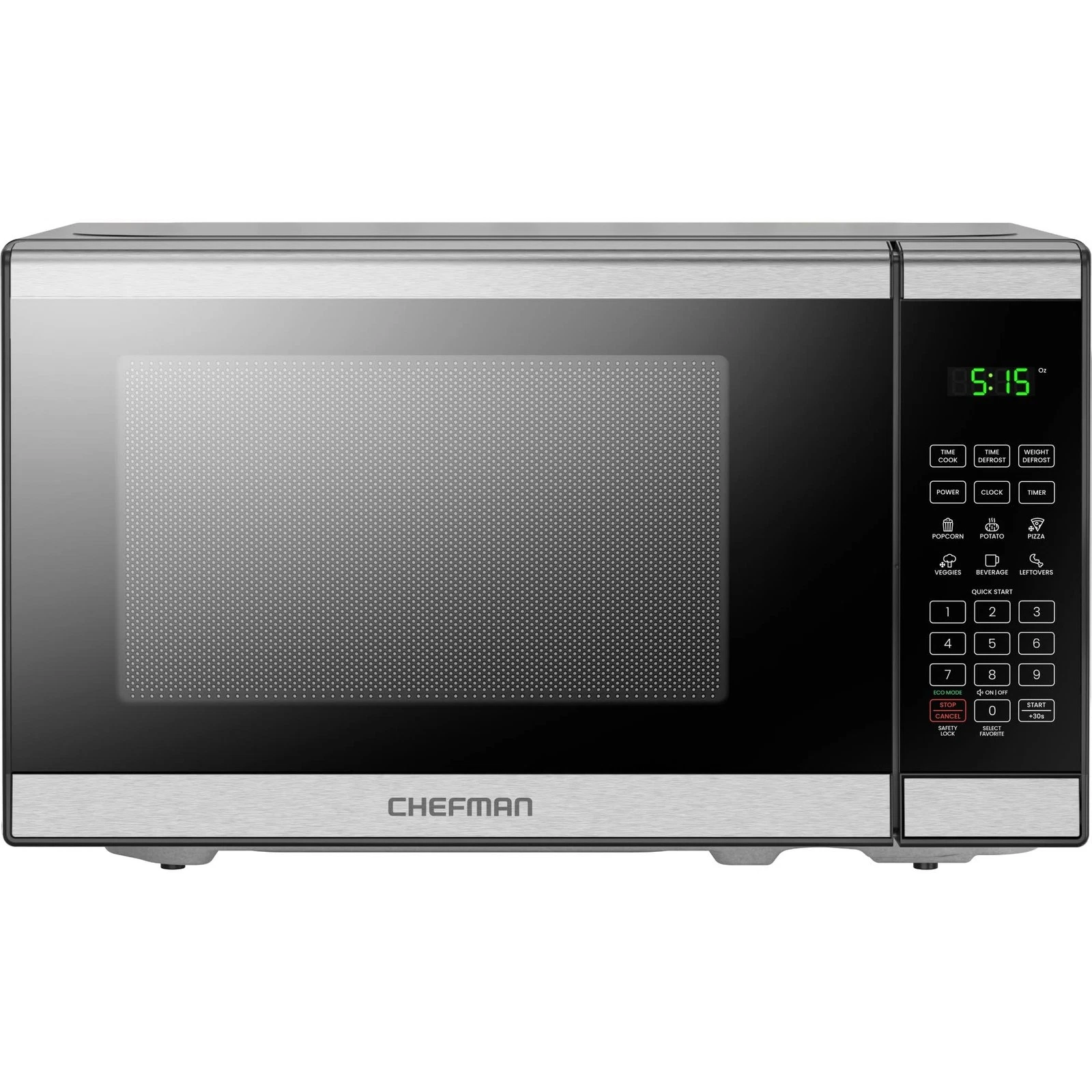 Chefman 20L 800W Microwave Oven, 6 Presets, 10 Power Levels, Stainless Steel