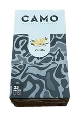 Camo Natural Leaf Rolling Papers Pre-wrap Full Box 25 Packs (5 sheets per pac...