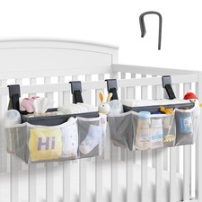 2Pack Hanging Diaper Organizer for Crib, Playpen, Bassinet Hold 50 Diapers...