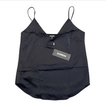 Express Black Satin Classic Cami Adjustable Straps NWT Small Tank Satin V Neck