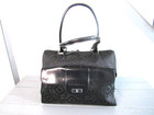 Sac en toile monogrammée et cuir noir Mac Douglas