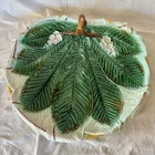 George Jones Majolica Platter c.1875 chestnut leaf on napkin