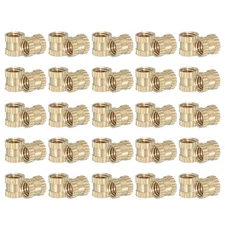 50 Pcs Threaded Heat Set Inserts M4x5x5mm Brass Knurled Insert Tip Nut