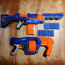Lot of 2 Nerf N-Strike Elite Blaster Toy Guns Includes 27 Soft Darts