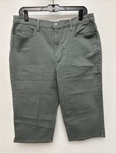 Gloria Vanderbilt Amanda Khaki Capris Cropped Jeans Sparkle, Womens Size 14 NWT