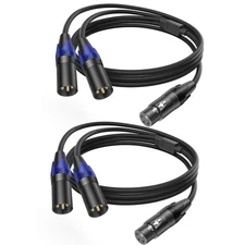 LanSenSu XLR Female to 2 Male Patch Y Cable Balanced 3.3ft-2pack 