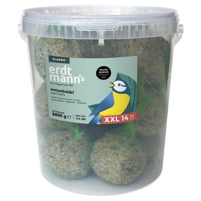 Erdtmanns 14 XXL Meisenknödel im Eimer für Wildvögel Futter 14 Stück