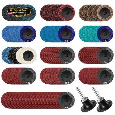 108Pcs Sanding Discs Set 2 inch Quick Change Disc with 1/4 inch Holder Surfac...