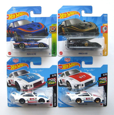 4 x Hot Wheels Porsche 935 HW Exotics 7/10 + HW Turbo 1/10 + HW Race Day 5/10