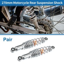 1Pair Motorcycle Rear Suspension Shock 270mm for 50cc 70cc Chrome Silver Tone