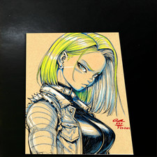 Stampa artistica Android 18 Dragon Ball firmata 8,5x11 | Arte di Keyeske