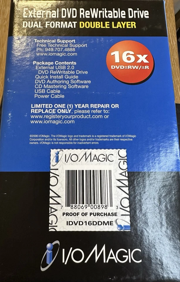 I/O Magic External DVD Rewritable Drive Dual Format Double Layer IDVD16DDME New - Image 3 of 4