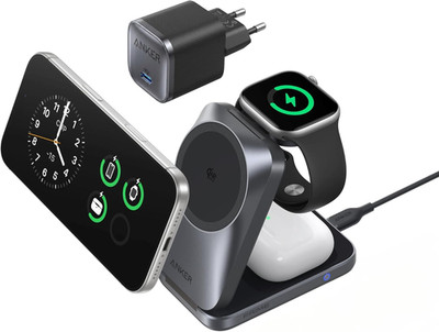Anker Prime 3-In-1 Ladestation, Aircool Kabelloses Ladegerät, 25W Qi2.2-Zertifiz