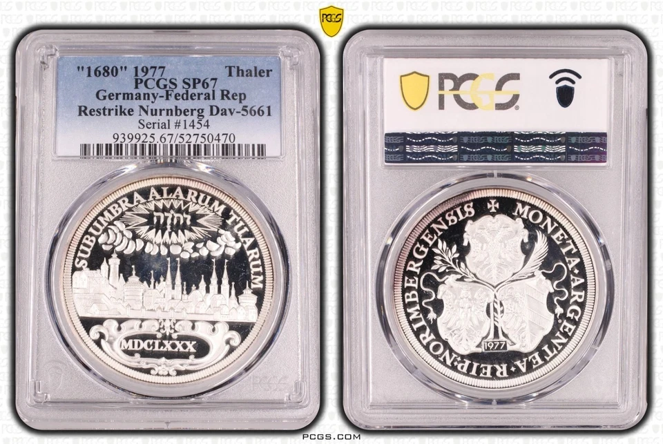 PCGS Nurnberg 1680"1977 SP-67 Silver City View Thaler Proof Restrike Germany - Image 4 of 4