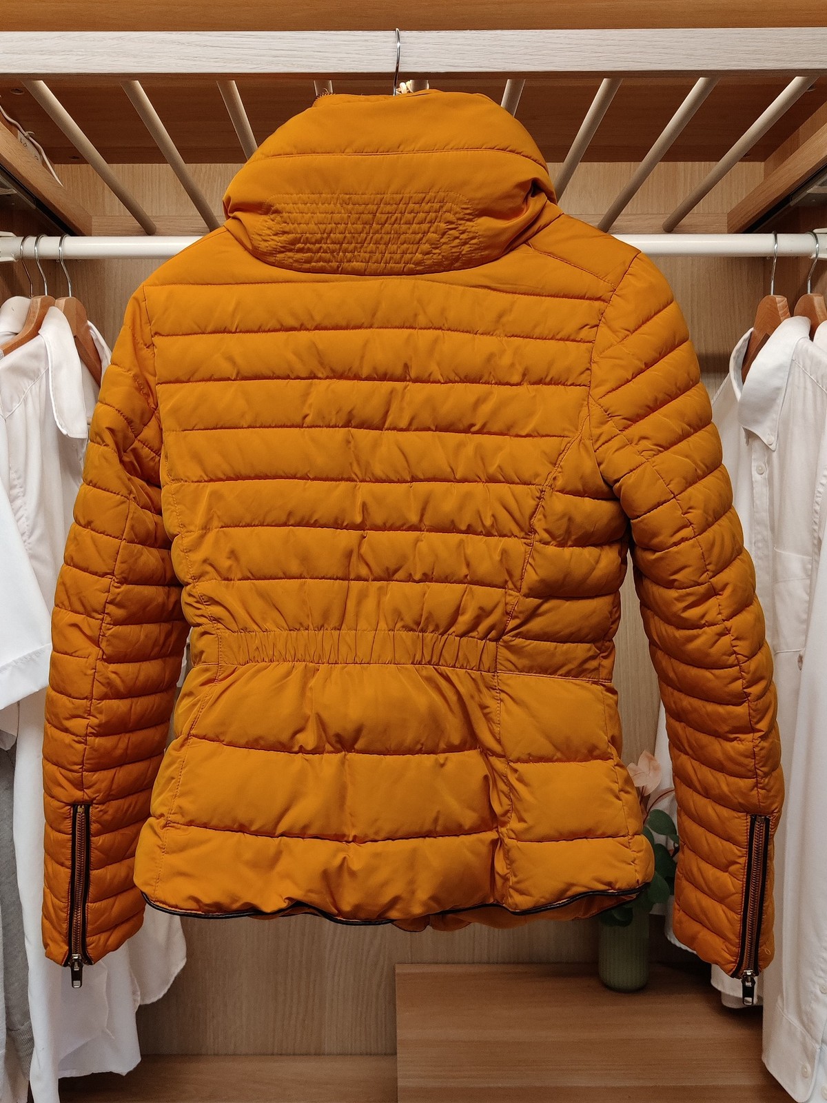 ZARA BASIC COAT JACKET SMALL OCHRE PADDED PUFFER … - image 4