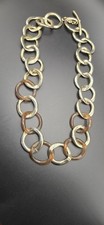 VTG MONET Chain Goldtone Brown toggle clasp 24”necklace 