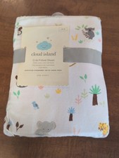 Cloud Island Crib Fitted Elastic Cotton Sheet - Jungle Animals OEKO-TEX