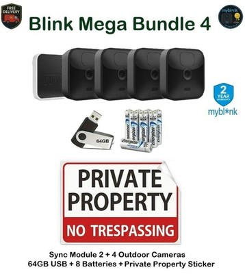 Blink Outdoor Mega Bundle Sync Modul + 4 Kameras + USB Drive + Privatbesitz