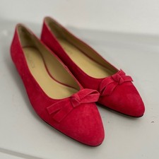 Talbots 9M Deep Rose Pink Suede Leather Bow Ballet Flats NEW Feminine Classic