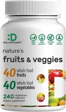 Nature’s Fruits & Veggies Supplement, 240 Veggie Capsules – 80 Whole Food... 