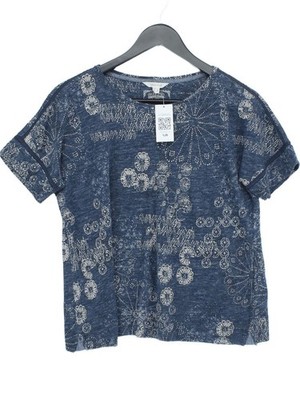 White Stuff Damen T-Shirt S Blau 100% Leinen Basic