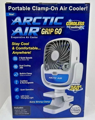 #ad #ad Arctic Air Grip Go Rechargeable Air Cooler 360° Clamp On USB 3 Speed 5hr Battery $16.47