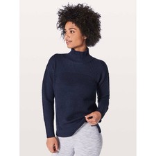 Lululemon  Warm  Restore  navy 100 merino wool turtleneck sweater size 6 