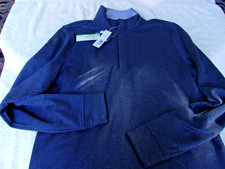 NWT Tailorbyrd top zippered pullover, men's S, indigo blue, polyester