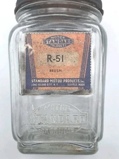 Vintage Standard Motor Products Jar Gas W/Lid & Sticker Gas & Oil Collectible
