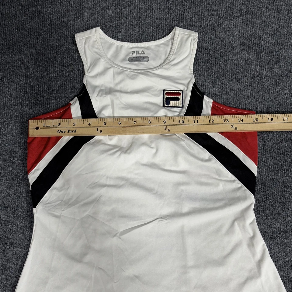 Camiseta sin mangas Fila para mujer pequeña blanca roja negra camiseta atlética de rendimiento con espalda deportiva Foto 4 de 4