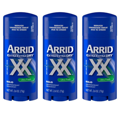 3 PACK Arrid XX Ultra Fresh Extra Extra Dry Solid Antiperspirant Deodorant 2.6Oz