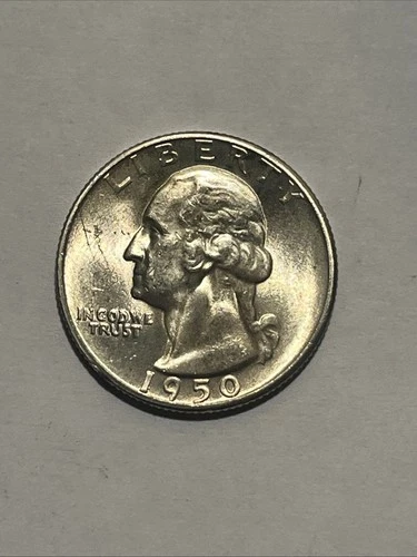 1950-S San Francisco Washington Quarter, US 25c Silver Coin BU UNC Uncirculated
