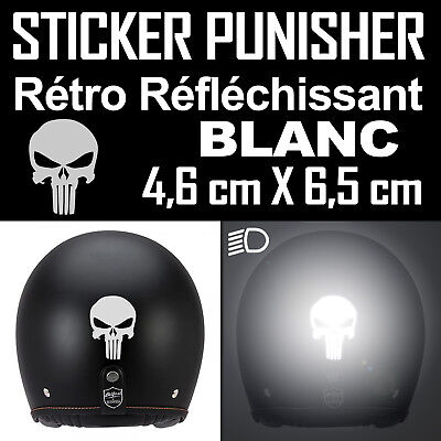 STICKER AUTOCOLLANT RETRO REFLECHISSANT GAZ CASQUE TETE DE MORT SKULL GRIS//NOIR