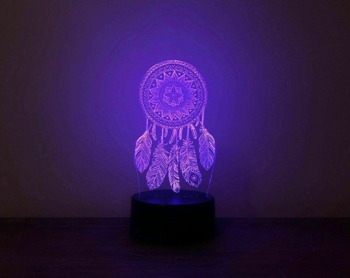 3D Acrylic LED Dreamcatcher Mandala Tapestry 7 Colour Night Light Touch Lamp - Picture 7 of 7