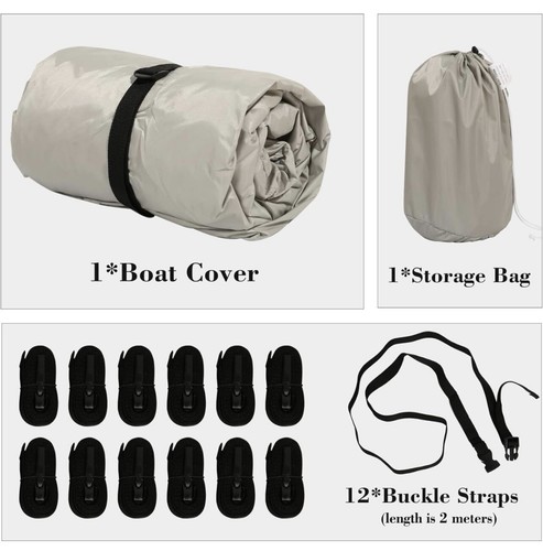Boat Cover 17-19ft Long x 96" Wide Gray 100% Waterproof Marine Grade - A0181 - Picture 6 of 9