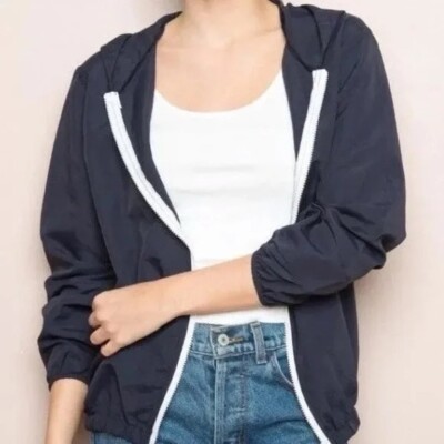 Brandy Melville John Galt Navy Blue Full Zip Krissy Jacket One
