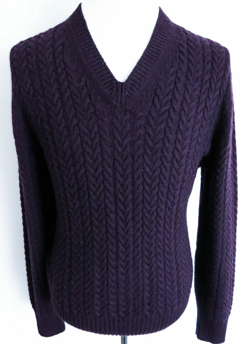 $1660 TOM FORD Super Soft 100% Cashmere Cableknit V-Neck Sweater Size 54 Euro XL