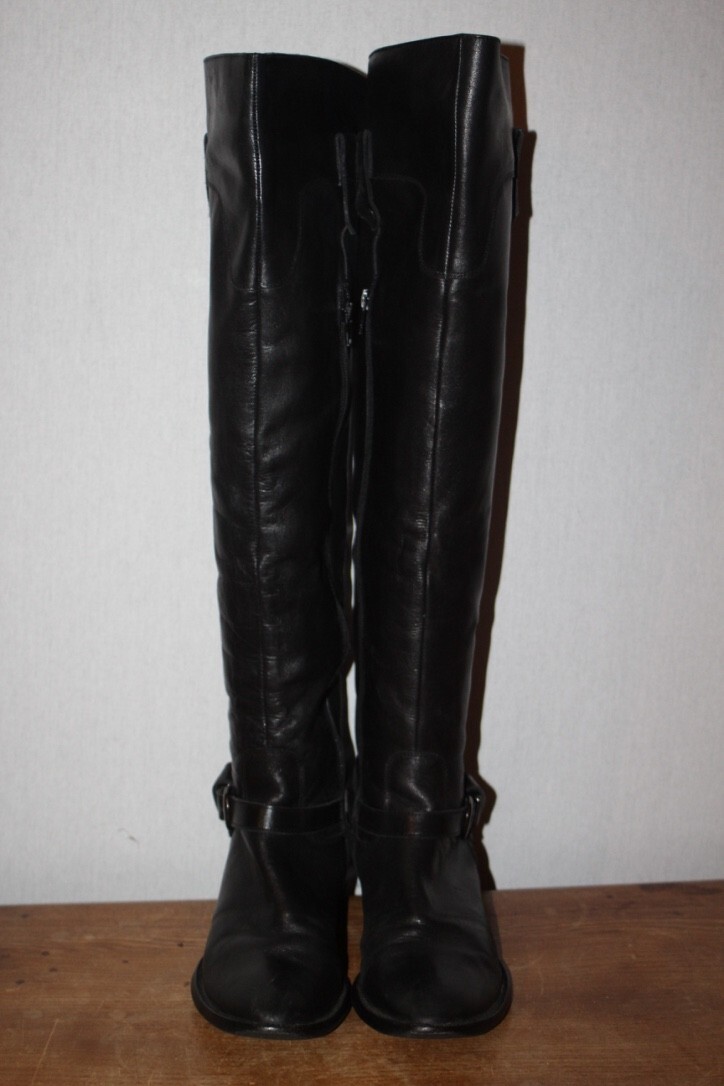 ELLOS BLACK LEATHER KNEE HIGH BOOT BUSINESS PARTY CASUAL SIZE EU