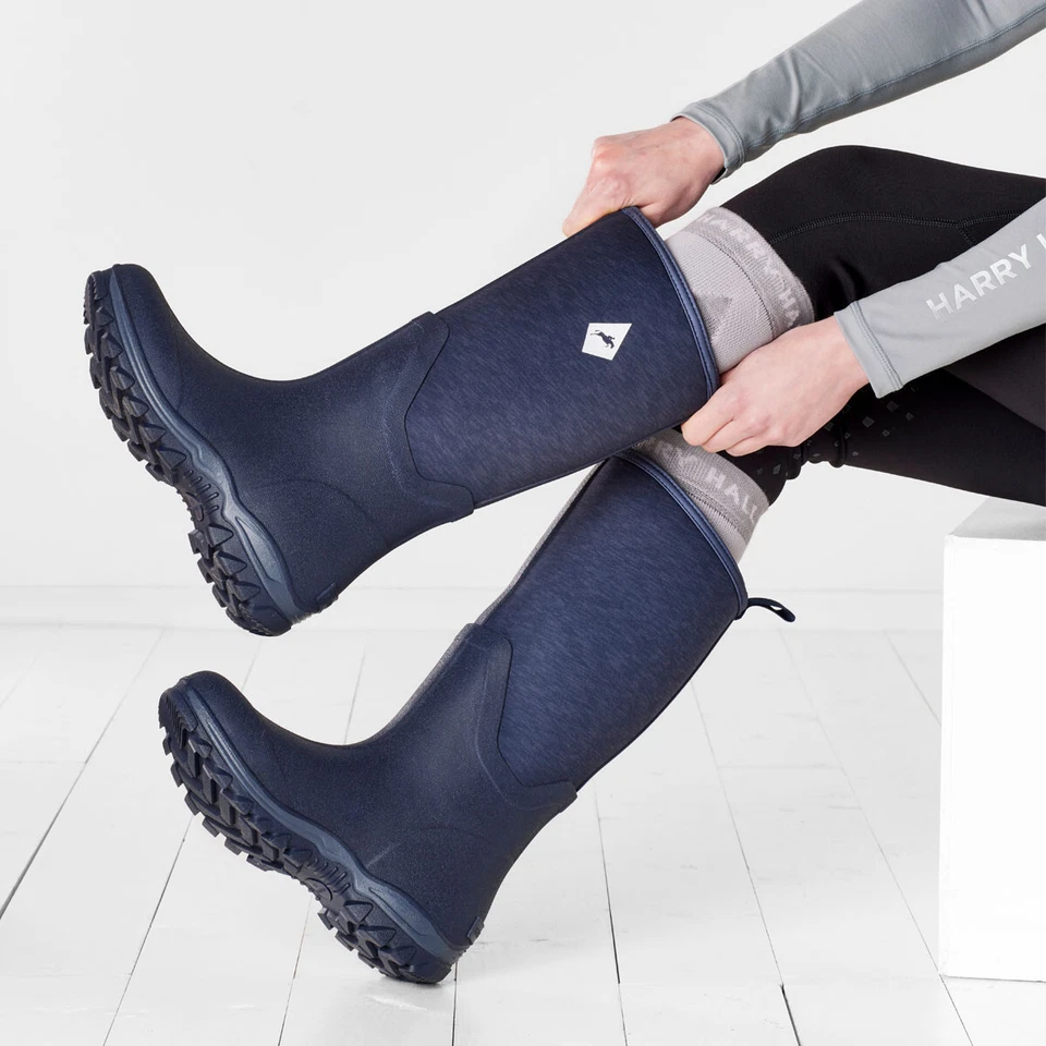 Harry Hall Mud Boot Neoprene Wellington Navy Blue - Image 4 of 4