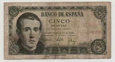 SPAIN 5 PESETAS 1951 PICK 140 LOOK SCANS