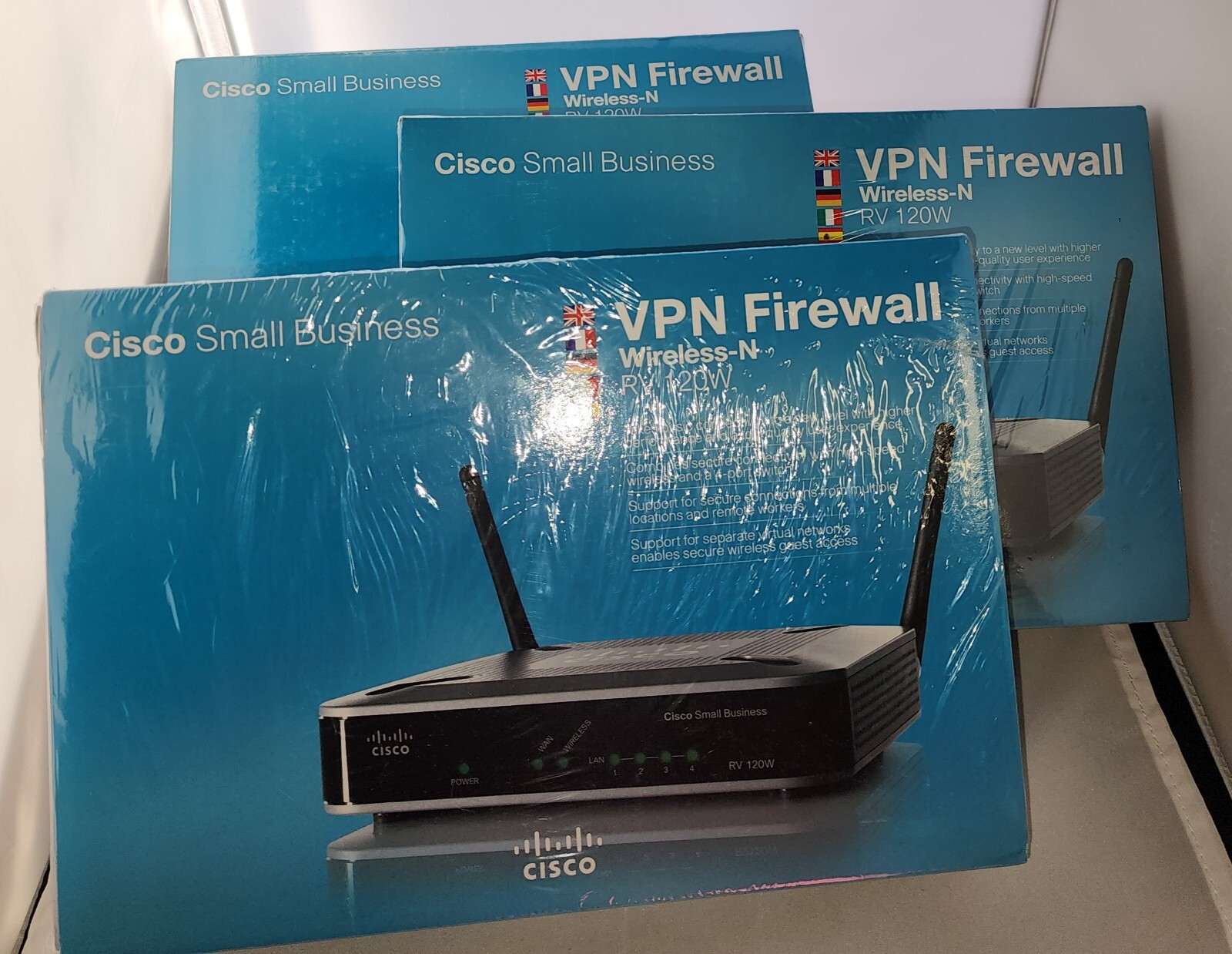 3 x CISCO VPN FIREWALL - WIRELESS-N ROUTER  4PORT  (  RV 120W ) - NON-USA