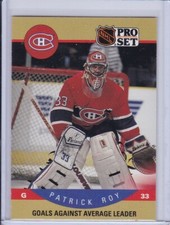 Patrick Roy Goals Against Average Leader 1990 Pro Set Hockey Card 399 Grade MT
