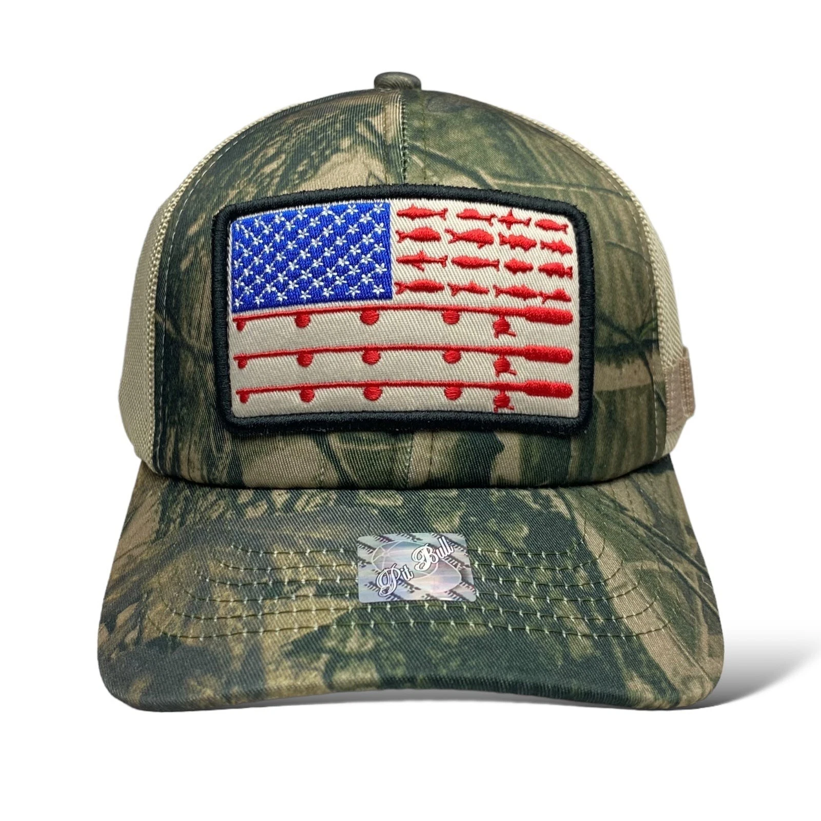 USA Flag Patch Camo Baseball Cap, Fishing Outdoor Hat