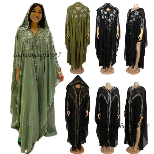 Rhinestone Moroccan Kaftan Robe Women Abaya Dubai African Loose Dress Farasha - Picture 1 of 114